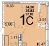 Продам 1-комнатную квартиру, ул. Академика Ландау д. 47, 37.1 м²