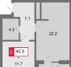 Продам 1-комнатную квартиру, Лучистая ул. 4, 45.3 м²