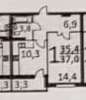 Продам 1-комнатную квартиру, пр-т Академика Сахарова 45, 37 м²